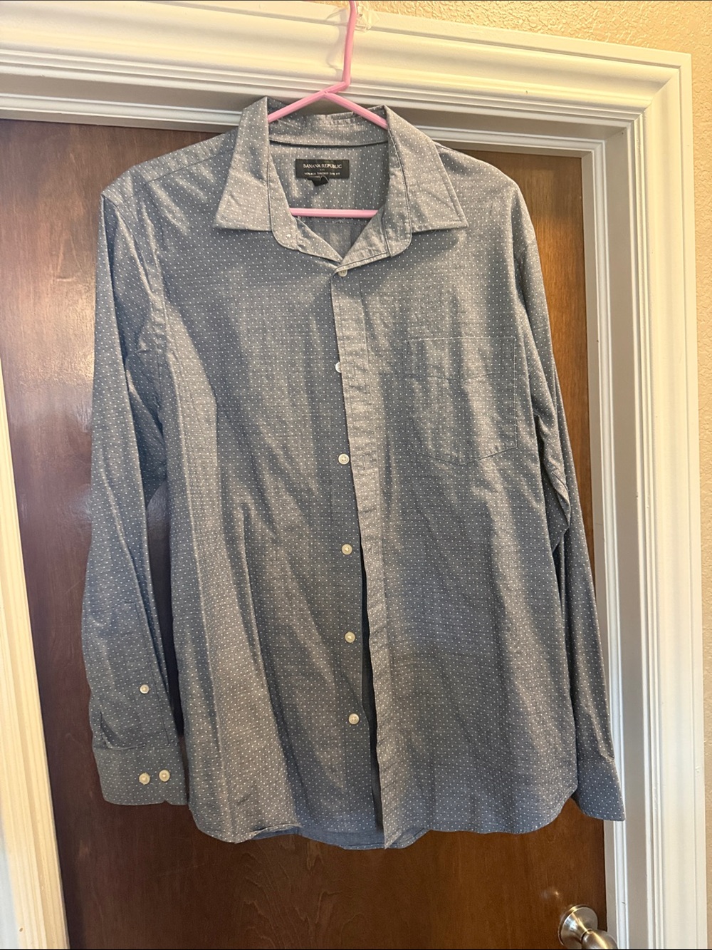 Banana Republic Slate Blue Microdot Long-Sleeve Dress Shirt